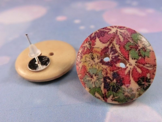 Preview: Hybiscus Blumen Knopf Ohrstecker Holz Blüte Flower